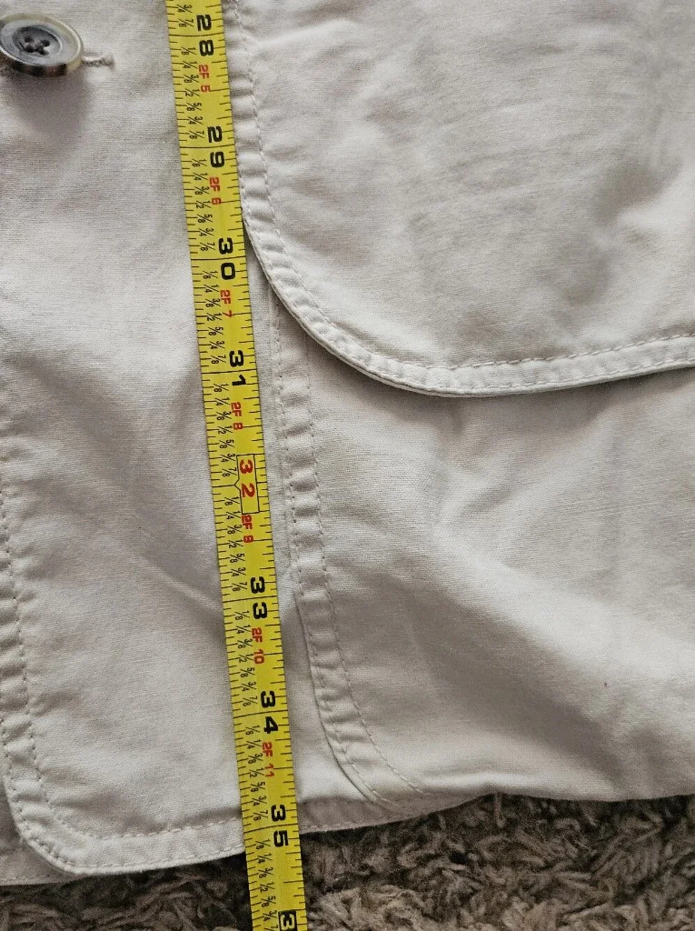 Banana Republic Men's Light Beige Field Jacket with Contrast Collar Size Large